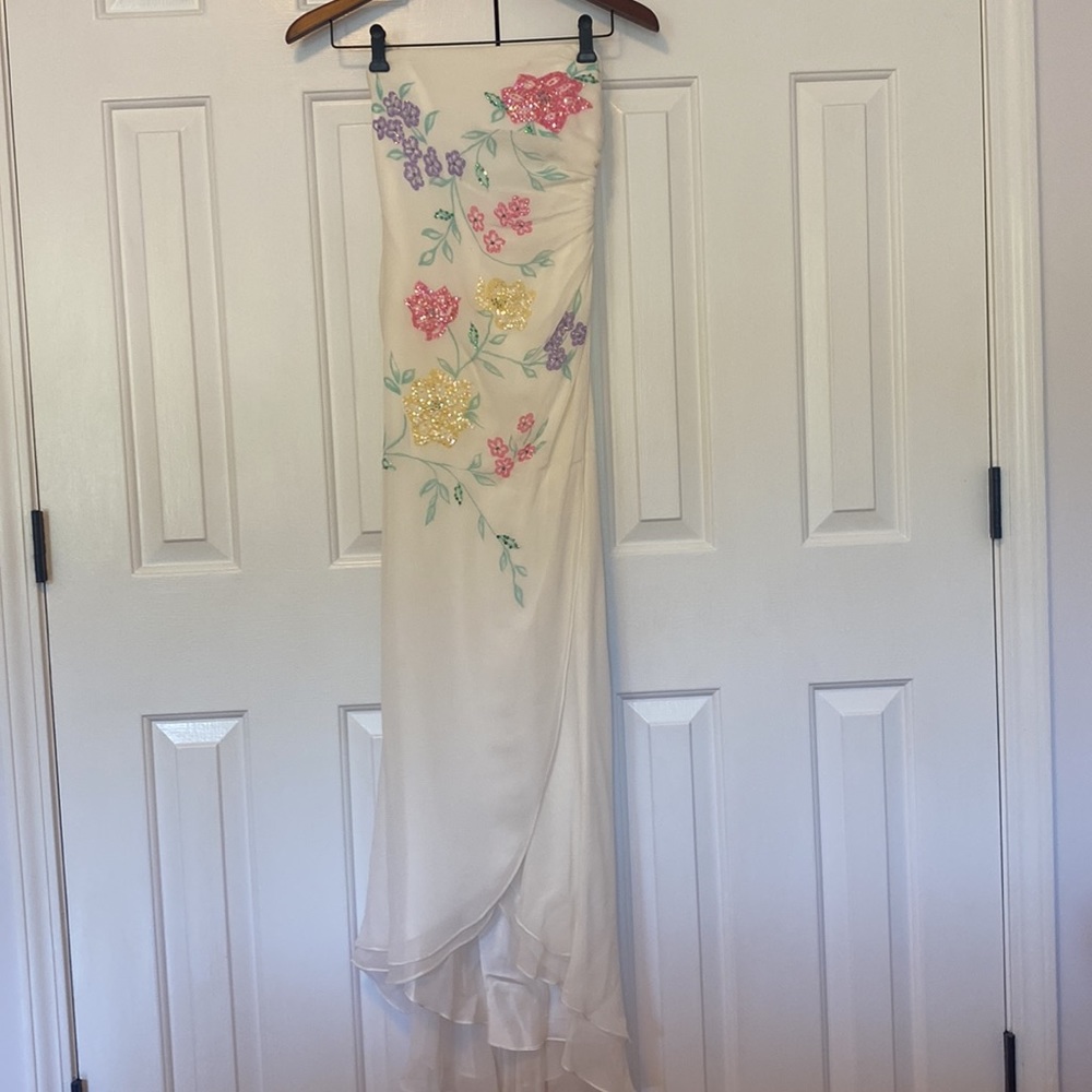 Strapless Sequined Flower Dress